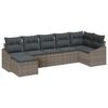 vidaXL Garten-Sofa-Set mit Kissen mit Speicher 7 pcs Grau Poly-Rattan