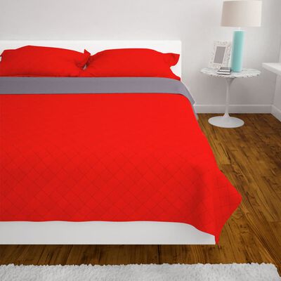 vidaXL Zweiseitige Tagesdecke Gesteppt Rot und Grau 230x260 cm