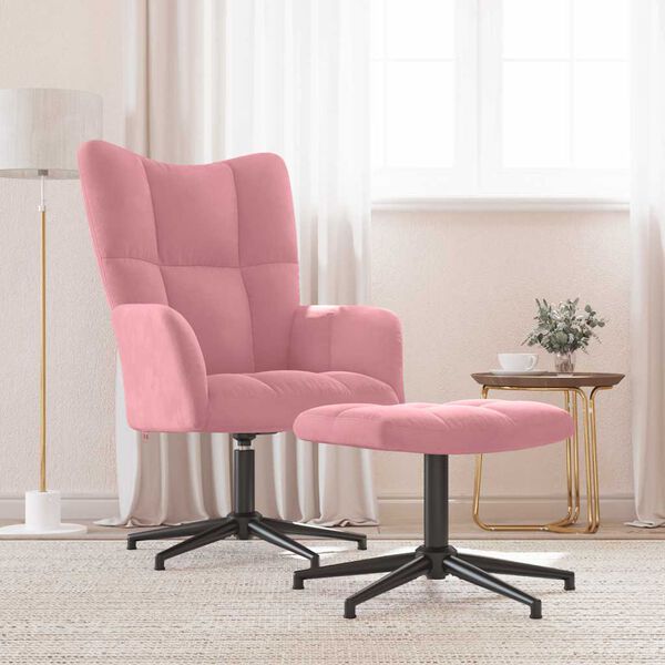 vidaXL Relaxsessel mit Hocker Rosa Samt