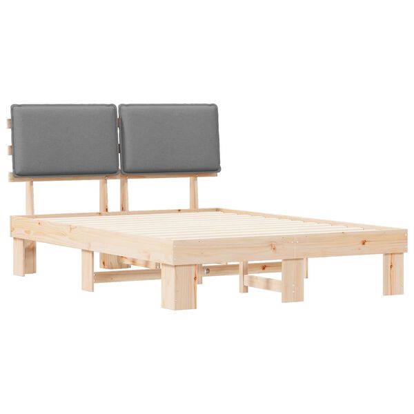 vidaXL Bettgestell mit gepolstertem Kopfteil Hellgrau 150 x 200 cm