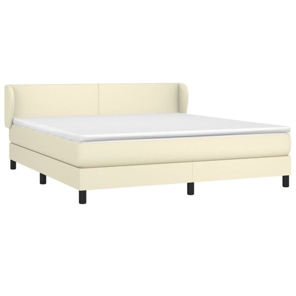 vidaXL Boxspringbett mit Matratze Creme 180x200 cm Kunstleder