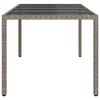 vidaXL Gartentisch Grau 190x90x75 cm Gehärtetes Glas und Poly Rattan