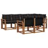 vidaXL Outdoor-Sofagarnitur mit Kissen 7 pcs Nat&uuml;rlich und Schwarz