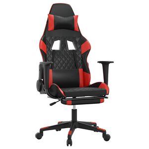 vidaXL Gaming-Stuhl mit Massage & Fu&szlig;st&uuml;tze Schwarz & Rot Kunstleder
