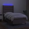 vidaXL Boxspringbett mit Matratze & LED Taupe 90x200 cm Stoff