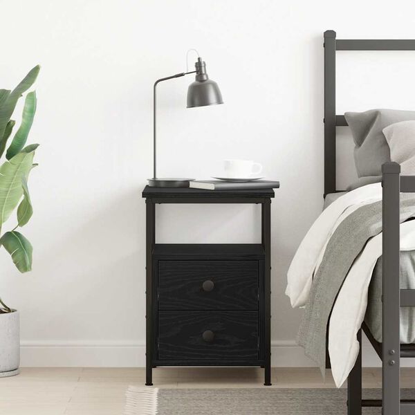 vidaXL Nachttisch Schwarz Eichen-Optik 34x35,5x50 cm Holzwerkstoff