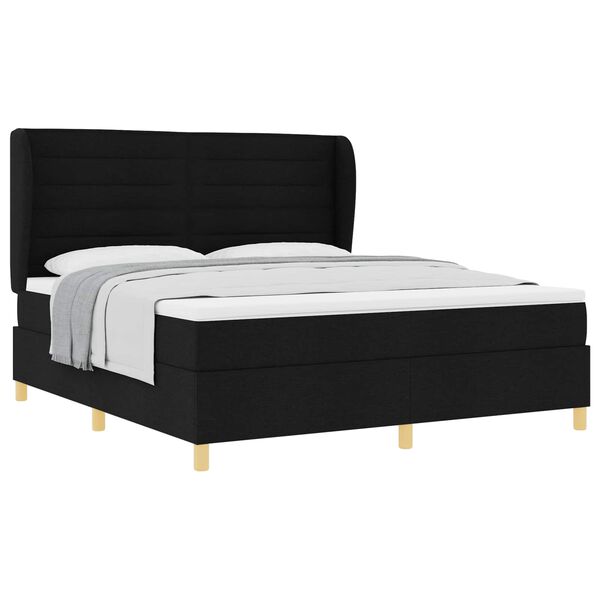 vidaXL Boxspringbett mit Matratze Dunkelgrau 90x190 cm Schwarz Stoff