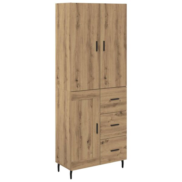 vidaXL Highboard 2 pcs Artisan-Eiche Engineered Wood und Glas