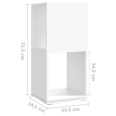 vidaXL Drehregal Weiß 34,5x34,5x75,5 cm Holzwerkstoff