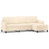 vidaXL 3-Sitzer-Sofa mit Hocker Creme 210 cm Samt