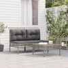 vidaXL 3-tlg. Garten-Lounge-Set mit Kissen Grau Poly Rattan