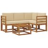 vidaXL Outdoor-Sofagarnitur mit Kissen 5 pcs Natur und Beige
