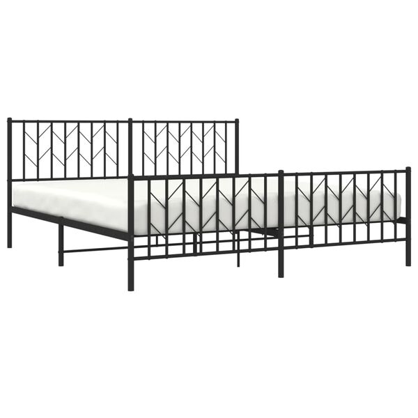 vidaXL Metallbett ohne Matratze mit Fußteil Schwarz 180x200 cm