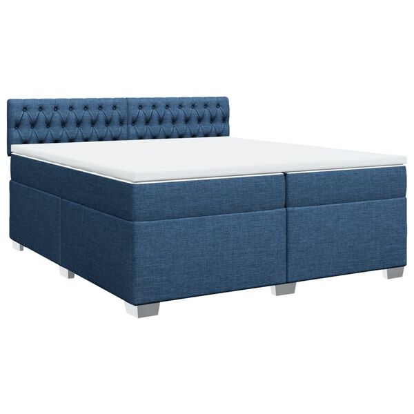 vidaXL Boxspringbett mit Matratze Blau 200x200 cm Stoff