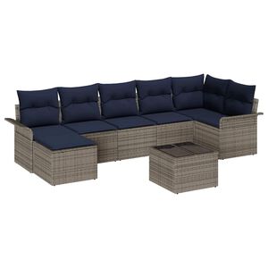 vidaXL Gartensofa-set mit Speicher 8 pcs Grau Poly-Rattan