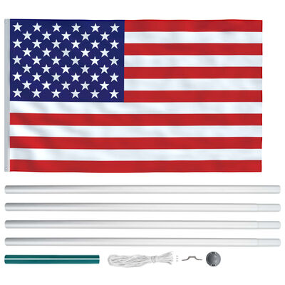 vidaXL Flagge der Vereinigten Staaten und Mast Aluminium 6,2 m