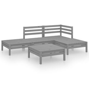 vidaXL 5-tlg. Garten-Lounge-Set Massivholz Kiefer Grau