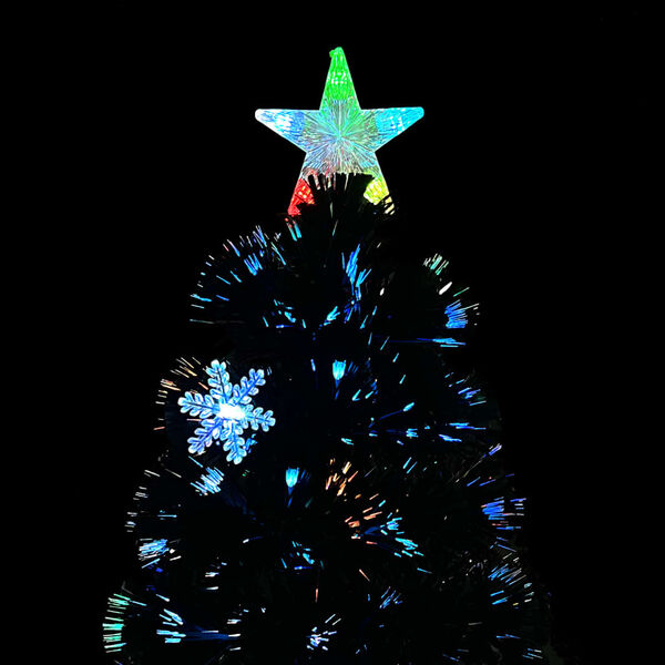 vidaXL Weihnachtsbaum mit LED-Schneeflocken Schwarz 120 cm Fiberoptik