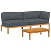 vidaXL Sofa Set 3 stk. Anthrazit Massivholz Akazie
