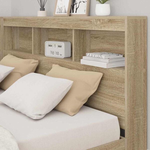 vidaXL B&uuml;cherregal-Bett Sonoma-Eiche 160 x 200 cm Holzwerkstoff