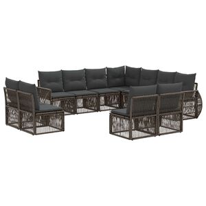 vidaXL Gartensofa-set 11 stk. Grau und Dunkelgrau Poly-Rattan