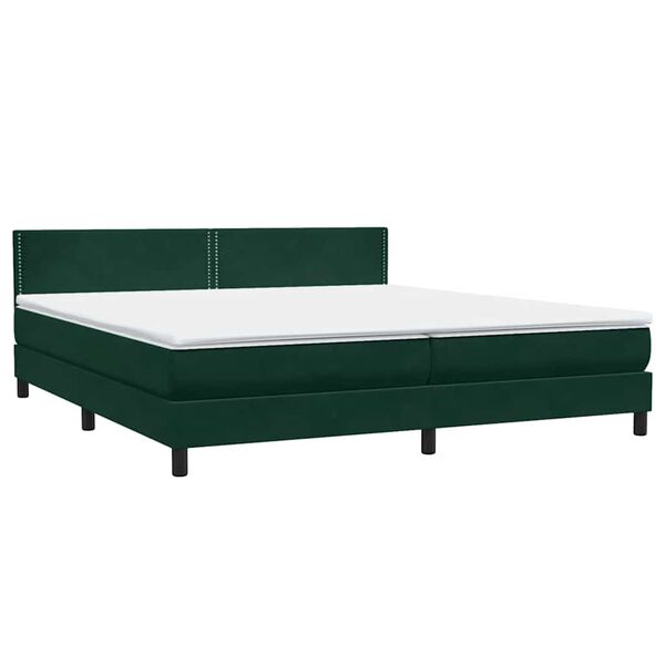 vidaXL Boxspringbett mit Matratze Dunkelgr&uuml;n 200x210 cm Samt