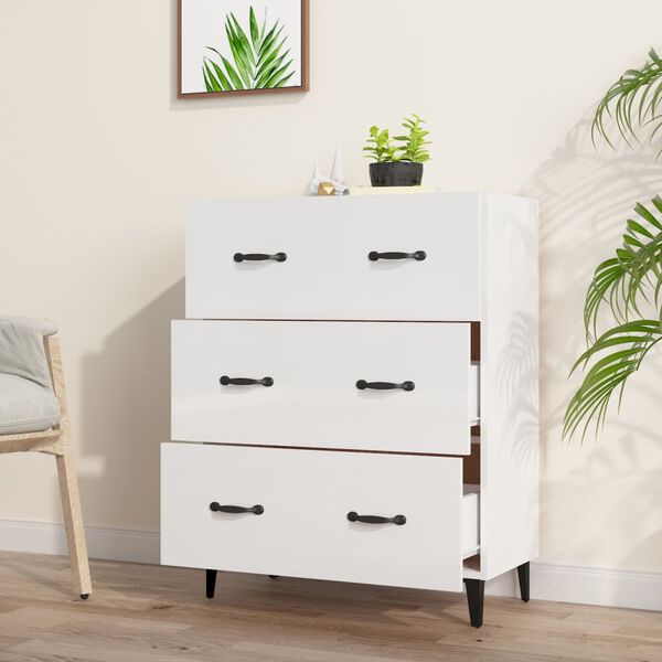 vidaXL Sideboard Hochglanz-Wei&szlig; 69,5x34x90 cm Holzwerkstoff