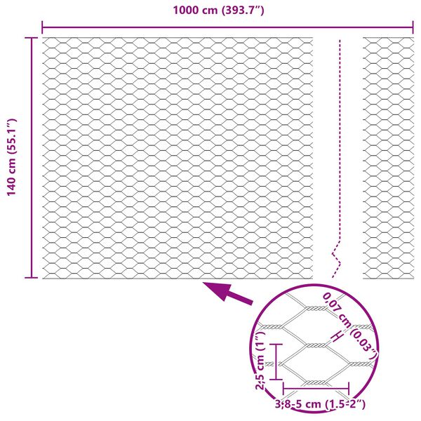 vidaXL Hexagonzaun Grün 1,4 x 10 m Stahl