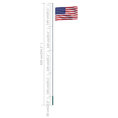 vidaXL Flagge der Vereinigten Staaten und Mast Aluminium 6,2 m