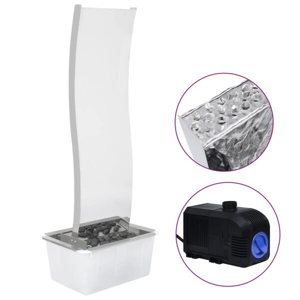 vidaXL Gartenbrunnen mit Pumpe Edelstahl 130 cm Geschwungen