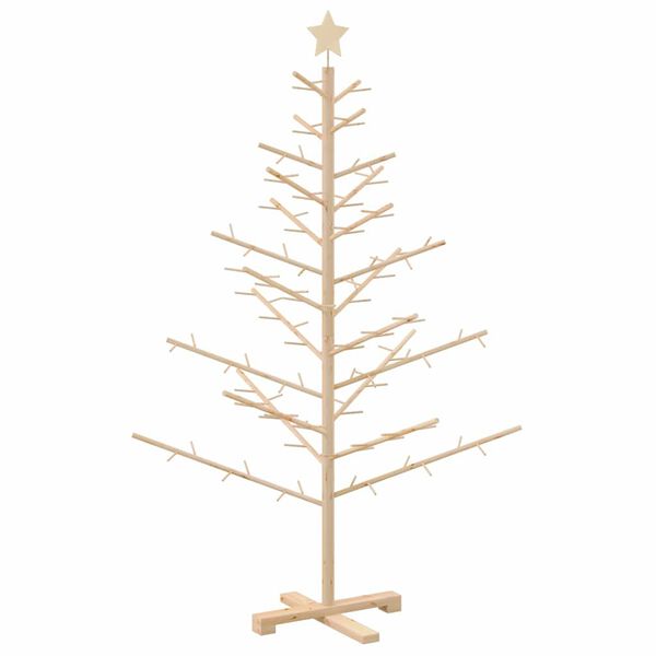 vidaXL Holz Weihnachtsbaum mit St&auml;nder Natur 150 cm Massivholz Kiefer
