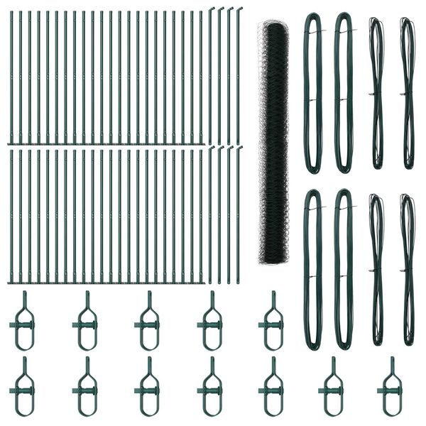 vidaXL Zaunpfosten Gr&uuml;n 100 x 1,6 m (36 mm Maschen) Stahl und PVC