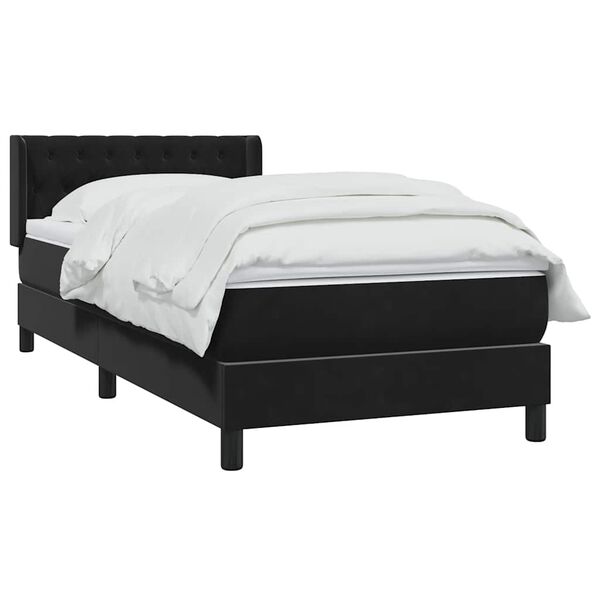 vidaXL Boxspringbett mit Matratze Schwarz 90x210 cm Samt
