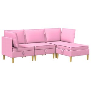 vidaXL Modular Sofa Set mit Stauraum 4 stk. Rosa Stoff