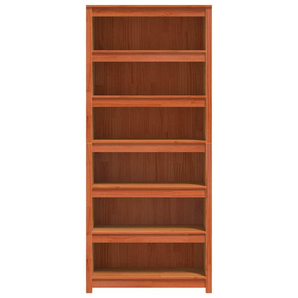 vidaXL B&uuml;cherregal Wachsbraun 80 x 35 x 183 cm Massives Kiefernholz