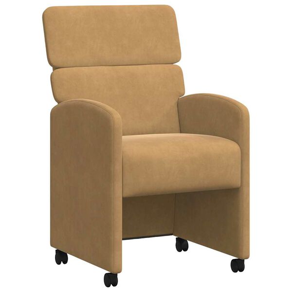 vidaXL Esszimmerst&uuml;hle mit Rollen 2 pcs Braun 58 x 65 x 98 cm Samt