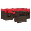 vidaXL 7-teiliges Gartensofa-Set mit Kissen, braun, Polyrattan