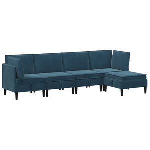 vidaXL Wohnzimmergarnitur 5 stk. Blau Samt