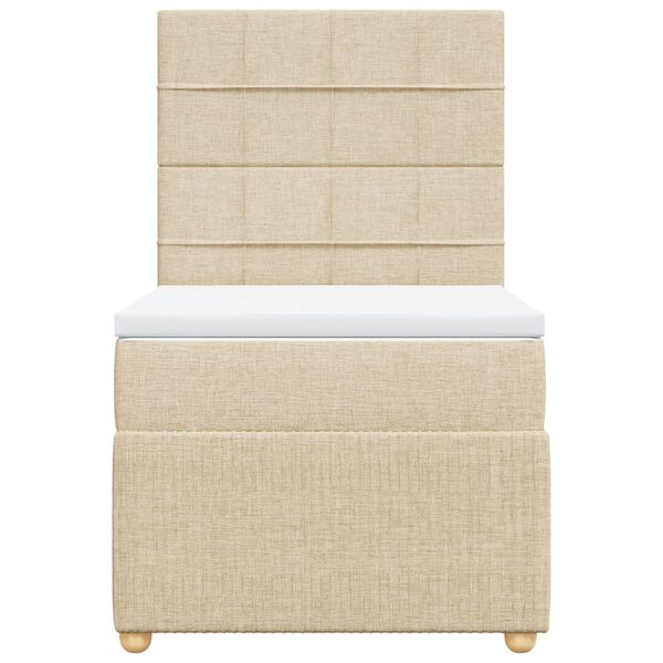 vidaXL Boxspringbett mit Matratze Creme 90x200 cm Stoff