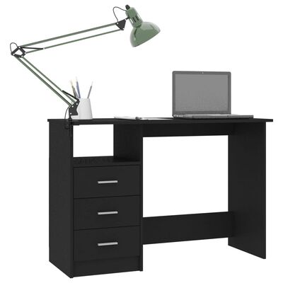 vidaXL Schreibtisch mit Schubladen Schwarz 110×50×76 cm Holzwerkstoff