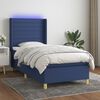 vidaXL Boxspringbett mit Matratze & LED Blau 90x190 cm Stoff