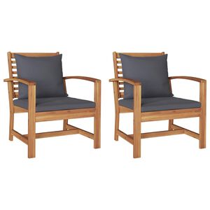 vidaXL Stuhl mit Kissen 2 St&uuml;ck Braun und Dunkelgrau 65 x 60 x 76,5 cm