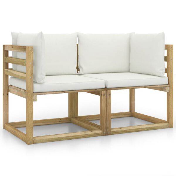 vidaXL Garten-Ecksofas & Kissen in Gr&uuml;n 2 Stk. Kiefernholz