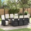 vidaXL Garten Essgruppe mit Kissen 9 pcs Schwarz Poly-Rattan