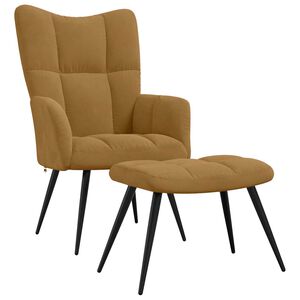 vidaXL Relaxsessel mit Hocker Braun Samt