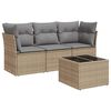 vidaXL 4-tlg. Garten-Sofagarnitur mit Kissen Beige Poly Rattan