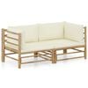 vidaXL 2-tlg. Garten-Lounge-Set mit Cremewei&szlig;en Kissen Bambus