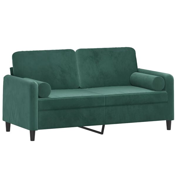 vidaXL 2-Sitzer-Sofa mit Zierkissen Dunkelgrün 140 cm Samt