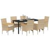 vidaXL Garten Essgruppe mit Kissen 7 pcs Beige Poly-Rattan