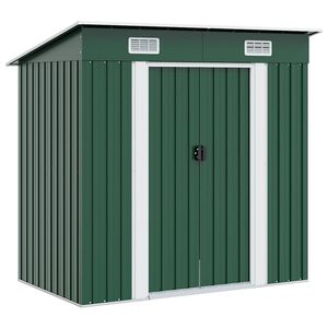 vidaXL Gartenschuppen Gr&uuml;n Metall